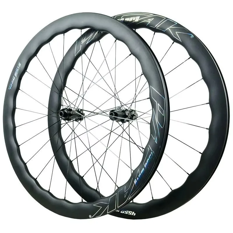 

700C Double Disc Brake Gravel Road Wheel Set Bicycle Carbon Fiber Wave Ring DT Planetary Ratchet 54T Straight Pull Flat Strip