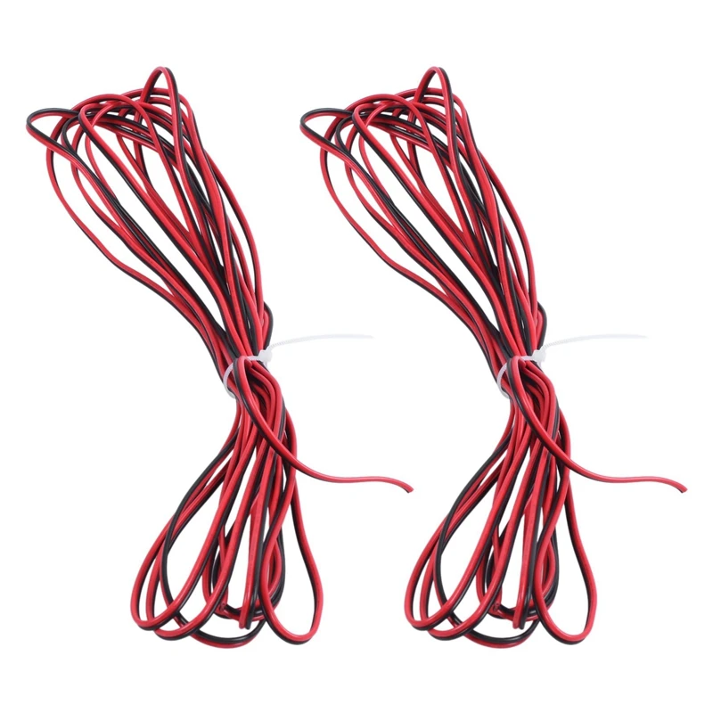 2X 22AWG Red Black Dual Core Electric Cable Wire For Car Auto Speaker 5M