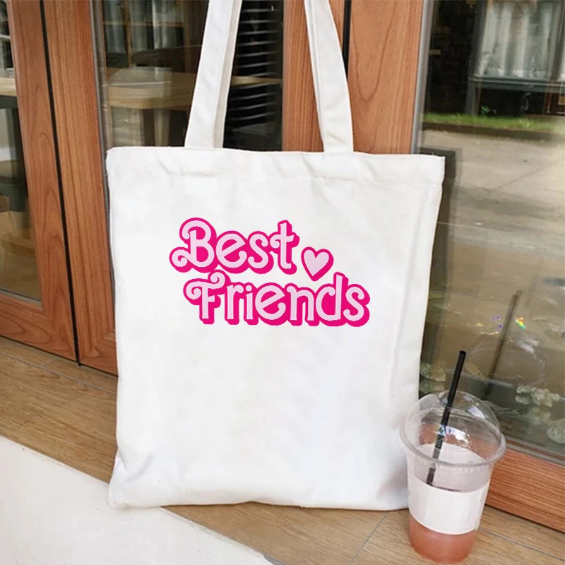 Canvas Beach Tote Bag for Women Best Friends Handbag Aesthetics BFF Besties Shopper Bags Best Friends Female Shoulder Bag