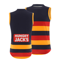 “2025 Summer  Adelaide Crows Home Guernsey Breathable training Art Vest!  Navy Base x Red-Yellow Block Stripe x for Unisex !”