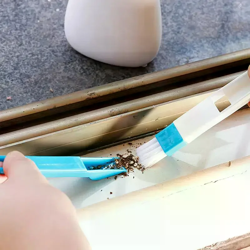Portable Two-in-one Cleaning Brush Multifunctional Door and window Keyboard Groove Cleaner Dust Shovel Window Rail Cleaning Tool