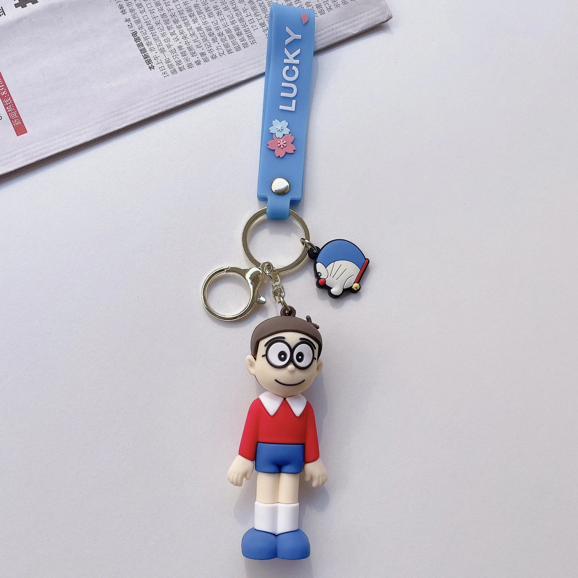 Cartoon Doraemon Cute Doll Pendant Anime Character Jingle Cat Robotic Cat Key Chain Package Car Key Chain