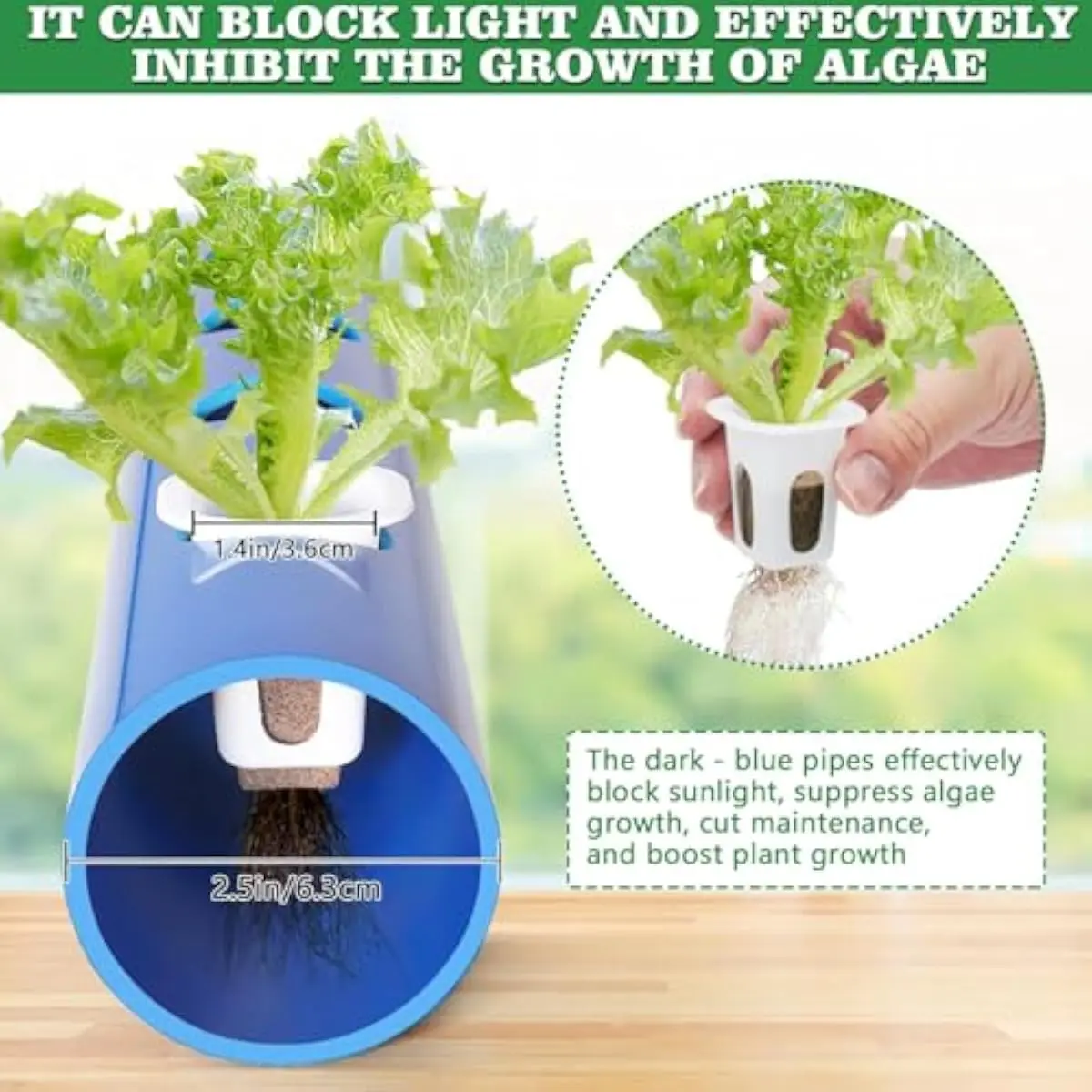 3-Tier Hydroponic Cultivation System with 108 Planting Stations Dark Blue Light-Blocking PVC Tubes Optimized Nutrient Film Flow