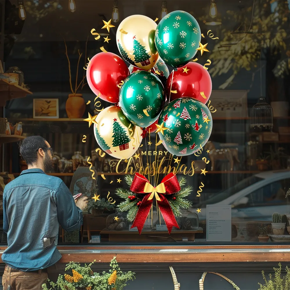 الملونة بالونة عيد الميلاد نمط ملصقات الزجاج عيد الميلاد ملصقات نافذة جدار ديكور نويل عيد ميلاد سعيد ديكور سنة جديدة سعيدة 2026 #3