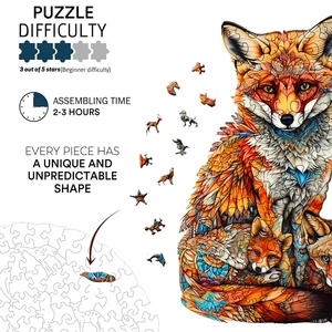 Hayvanın düzensiz, ahşap puzzle oyunu, anne ve bebek tilki ahşap, bir bilmecenin, bu yüksek-zor-ve-zeka oyuncakları fox toy için en çok satılan 12 ürün-no. 7