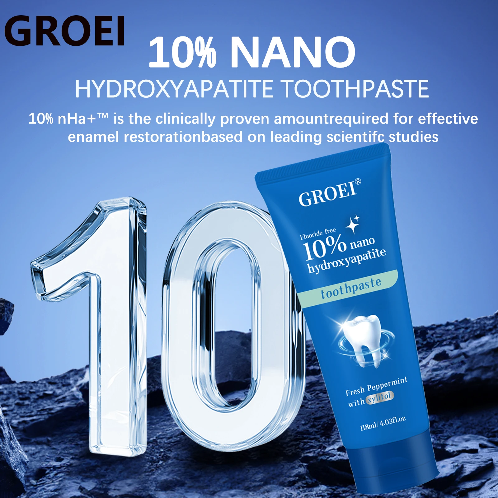 

4/5/8 шт. GROEI 10% нано-гидроксипазитная зубная паста уменьшает пятна на зубах, очистка свежего дыхания, отбеливающая зубная паста, уход за зубами