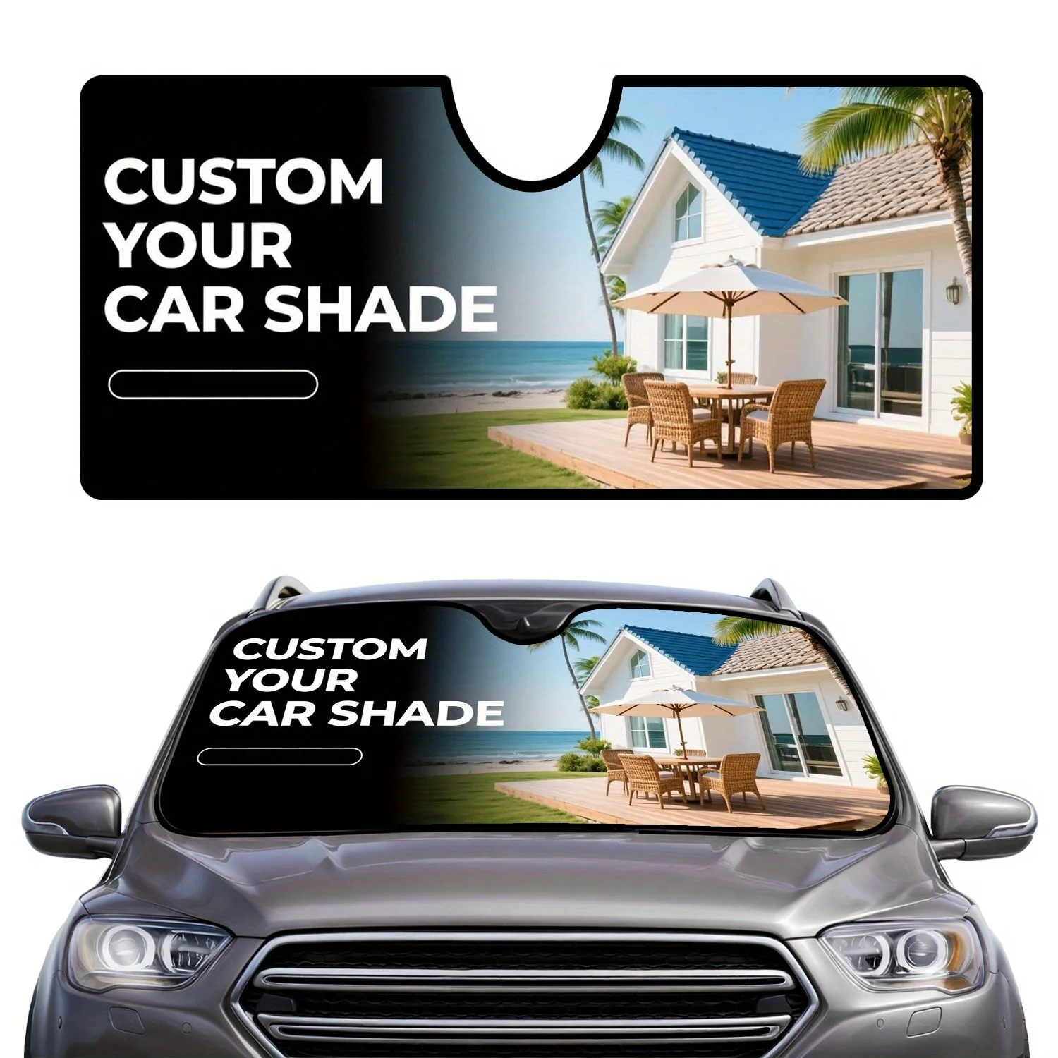 Custom Car Sun Visor,Windshield Sun Shade, Sunshade For Car Windshield, Upload Photo Text Logo For Personalization, Easy Install