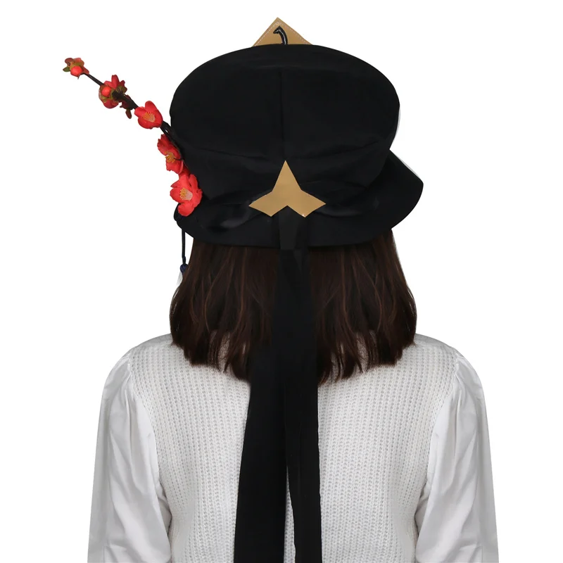 Béret à large bord de jeu Hu Tao pour femme, chapeau de cosplay, accessoires de costume de jeu d'anime, vêtements de sauna d'Halloween, cadeau de Noël