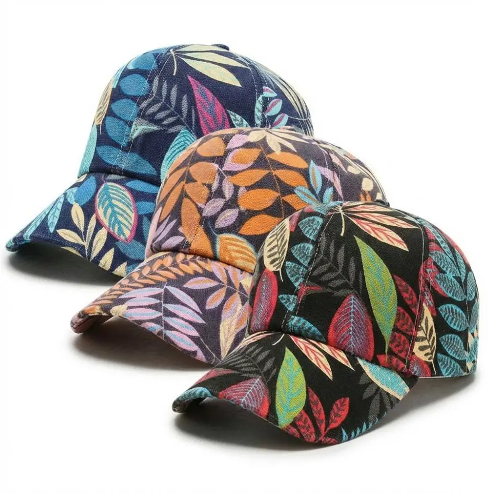 Fashion Korean Style Baseball Cap Maple Leaf Print Casual Oversized Hat Sun Protection Trendy Sun Hat For Men Women