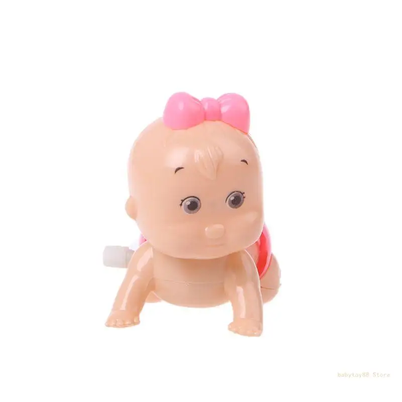 Y4UD 1pc Boy Girl Crawling Crawl Clockwork for Doll Wind up Toy For Baby Kids Party