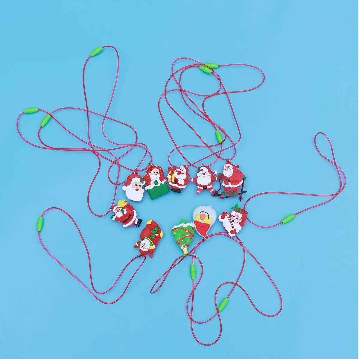

10 PC Glitter Pendant Necklace Halloween Ornament Necklaces Ornaments Decor Christmas LED Flash Rope for Festival