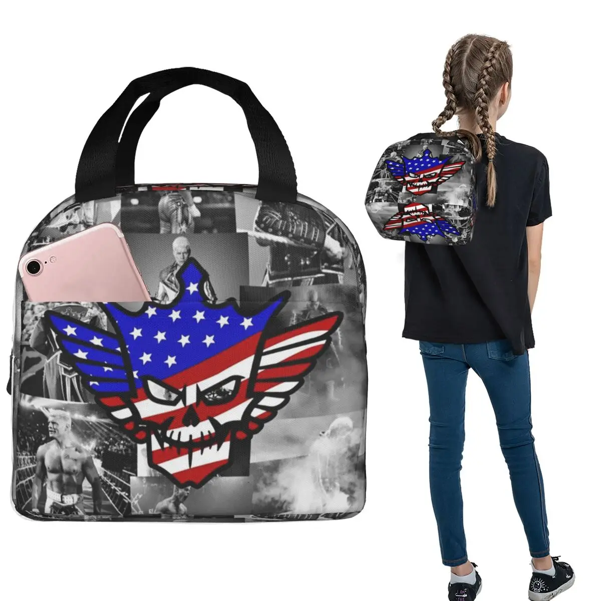 In The Ring Cody Rhodes American Nightmare Isolierte Lunchtasche für Damen und Kinder, auslaufsichere Lebensmittelboxen, Thermo-Lunchbox-Tragetasche