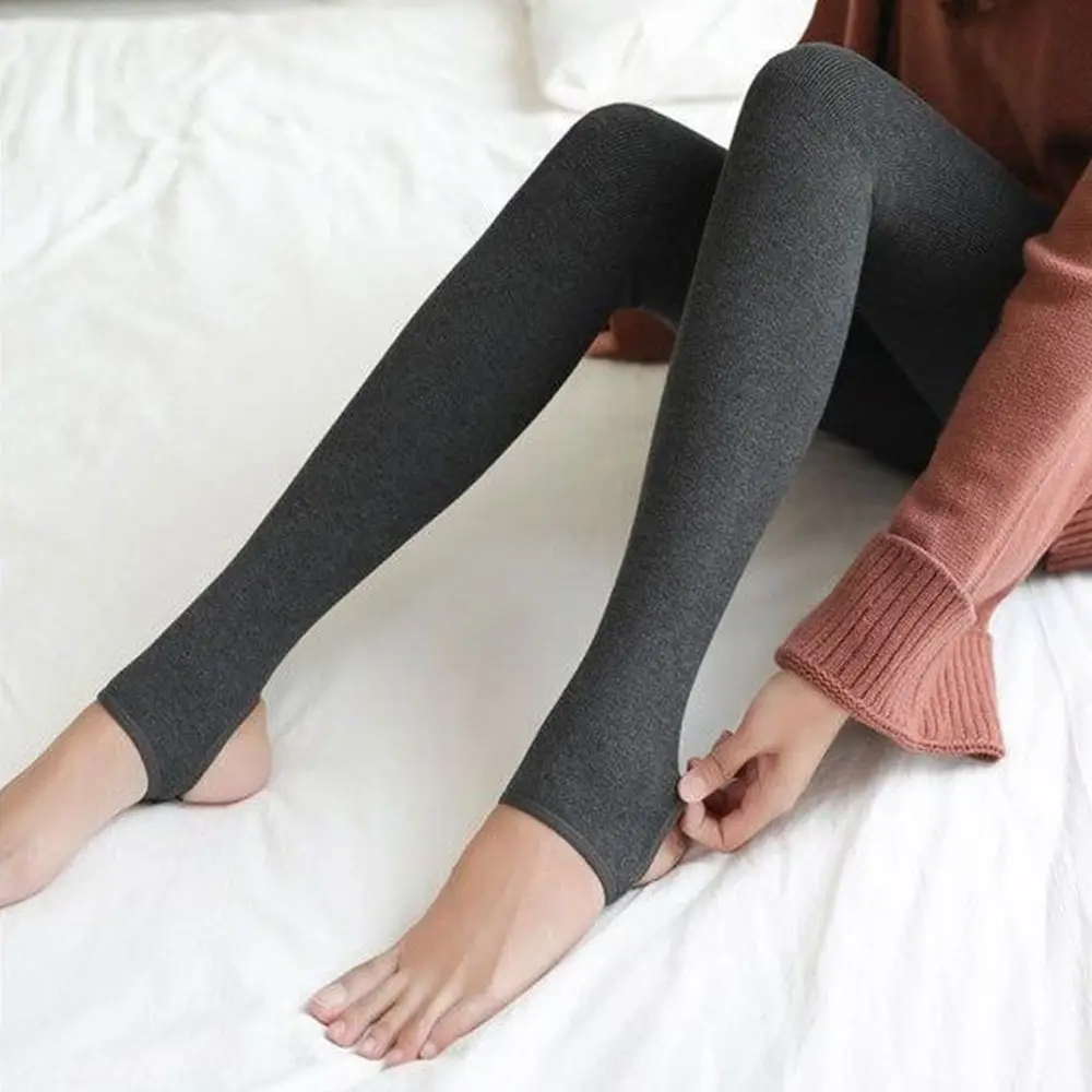 Sexy Elastic Vertical Stripe Leggings Thickened High Waist Winter Leggings Keep Warm Solid Color Women's Pantyhose for Women