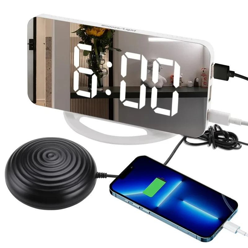 New LED Vibration Alarm Clock Mute Bedside Luminous Snooze Clock For Deaf And Hard Of Hearing