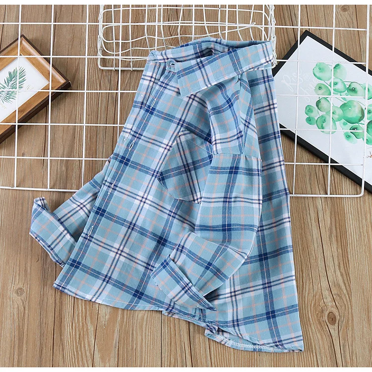 Neues Frühlings-Baumwoll-Langarmhemd für Jungen, Modische High-Street-Oberbekleidung, Oberteile für Teenager, Kariertes Streifenhemd, Alter 5-14 Jahre – Detail 5