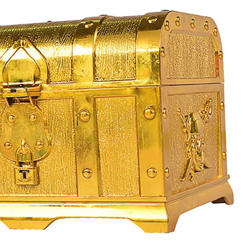 6X Pirate Treasure Chest Decorative Treasure Chest Keepsake Jewelry Box Plastic Toy Treasure Boxes Bronze