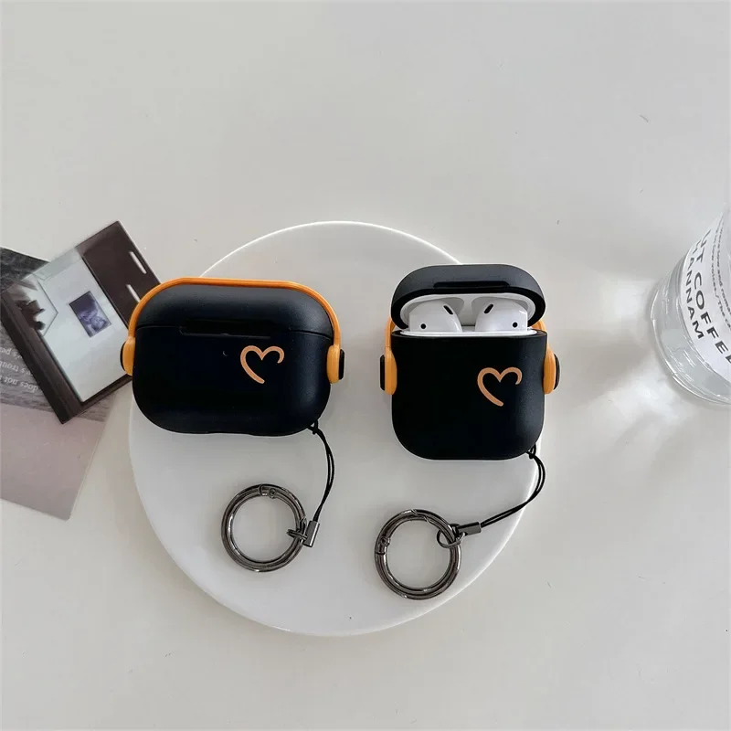

Line Heart Case for AirPods 4 Airpod 1 2 3 Pro Pro2 Bluetooth Earbuds Charging Box Protective Earphone Case Cover