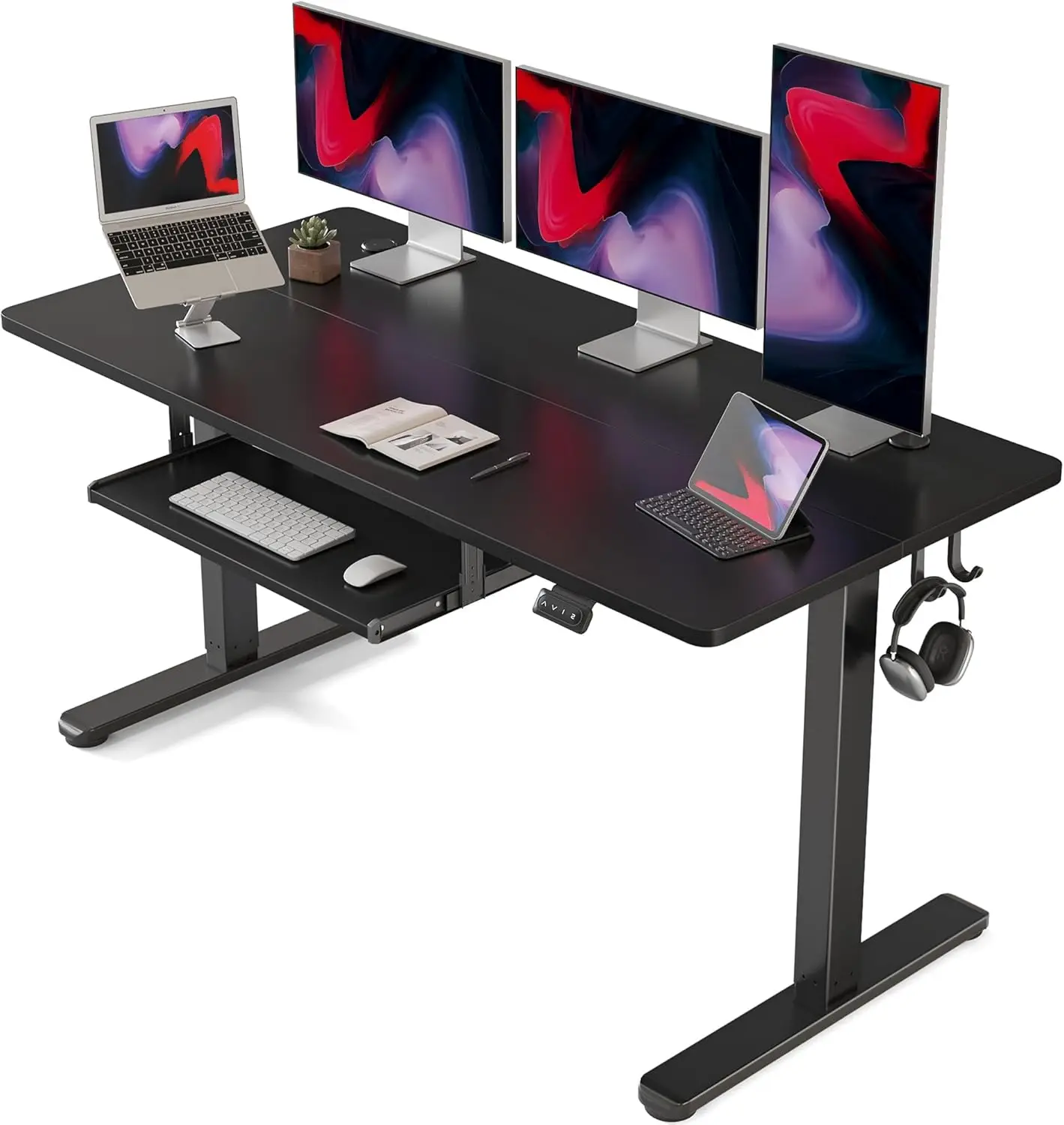 

Standing Desk with Keyboard Tray, 60 x 24 Inch Adjustable Height Sit Stand Desk with Memory Presets for Home Office, Erg