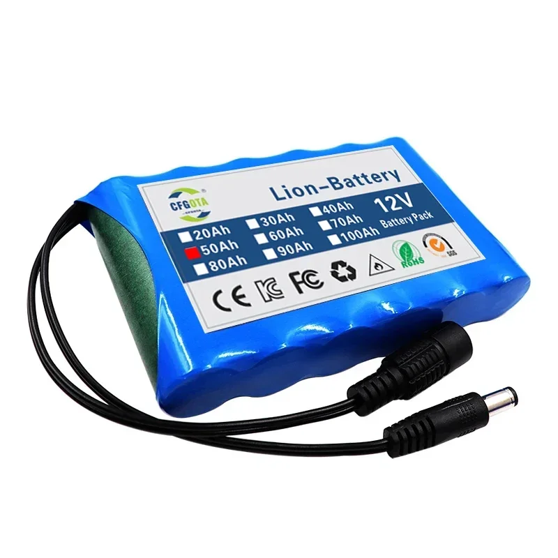 New Portable 3S2P 12V 50000mah Rechargeable Li-Ion Battery, For LED Lamp Light Backup Powe Etc+ Charger