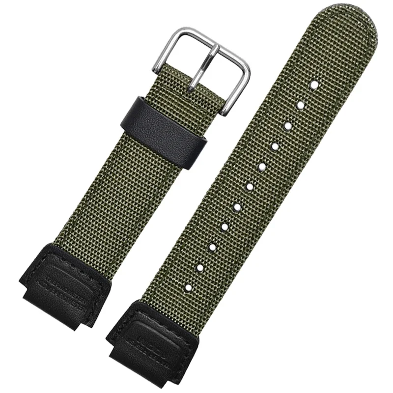 Nylon Watch Strap for Casio AE1200wh 1300 SGW-300H 400 500 F91W F84 AEQ-110W Men\'s Canvas Nylon Raised Mouth Watch Band 18mm