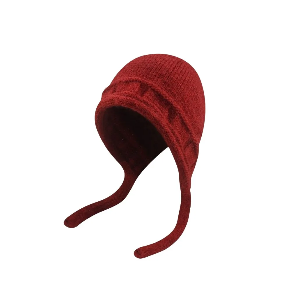 Fashion Solid Color Winter Knitted Hat Anti-cold Ear Protection Hat Ear Flap Thickened Pullover Hat Outdoor