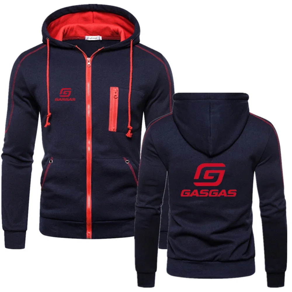 Motorcycle GasGas Men's Autumn and Winter New Long-sleeved Printed Solid Color Hoodie Zipper Hooded Casual Fashion Jacket Top