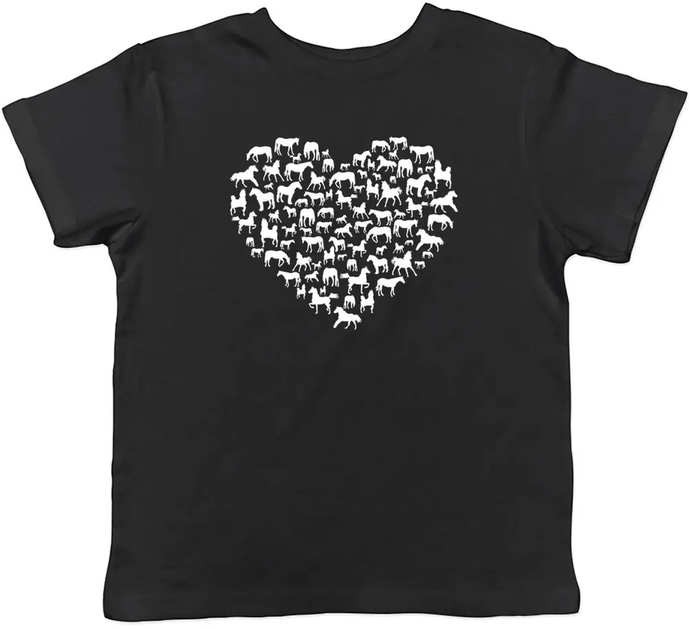 

Love Heart Horse Animal Childrens Kids T-Shirt Boys Girls Gift High Quality 100%Cotton Summer Short Sleeve