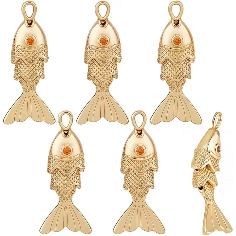 

6Pcs Fish Pendant Real 3D Fish Charm 0.8x0.3x0.2 Ocean Pendants for DIY Bracelet Necklace Earrings Jewelry Making Hole: 2x1.2mm