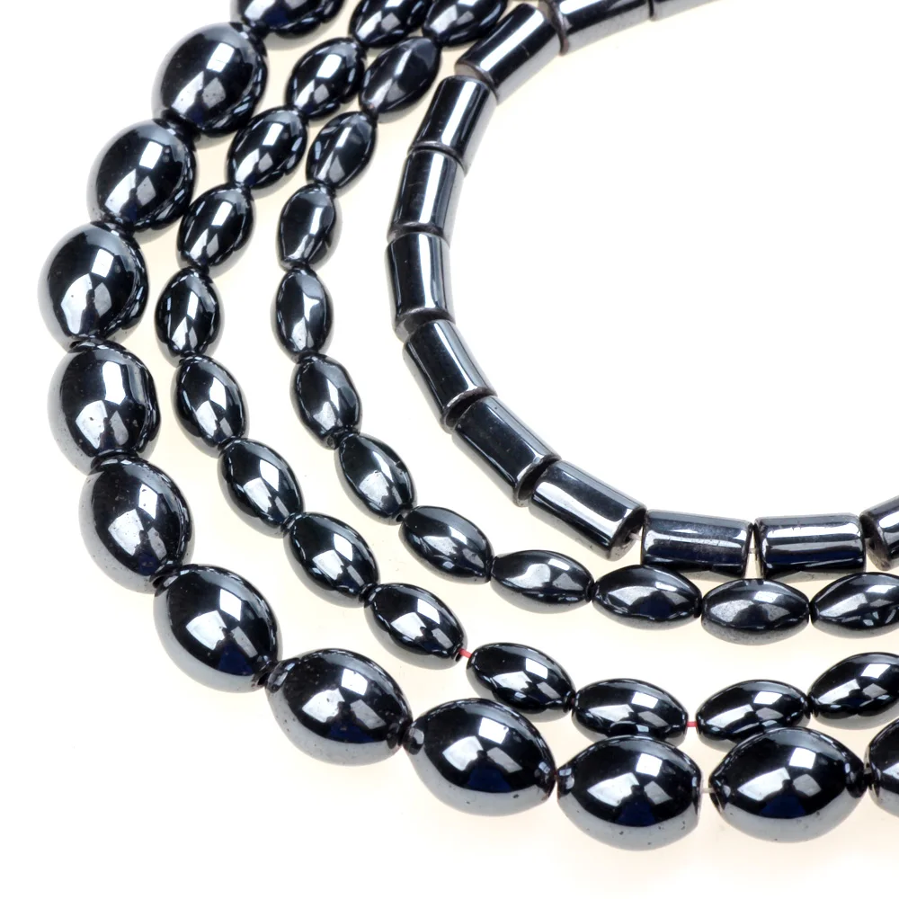 3/4/5/8MM 20/40/50/100PCS/Lot Natural Stone Black Oval Hematite Beads For Necklace Bracelet DIY Charm Jewelry Making