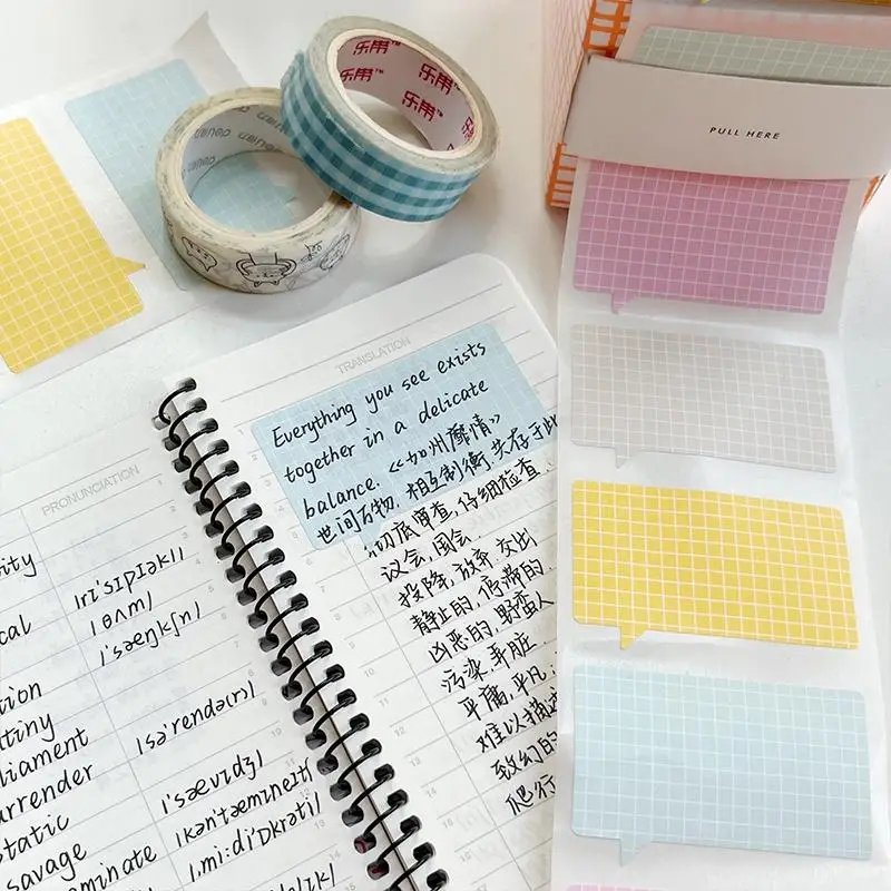 100Pcs Simple Pull Out Sticky Notes Set Student Adhesive Tearable N Times Memo Pad Multifunctional Colorful Sticky Note Book