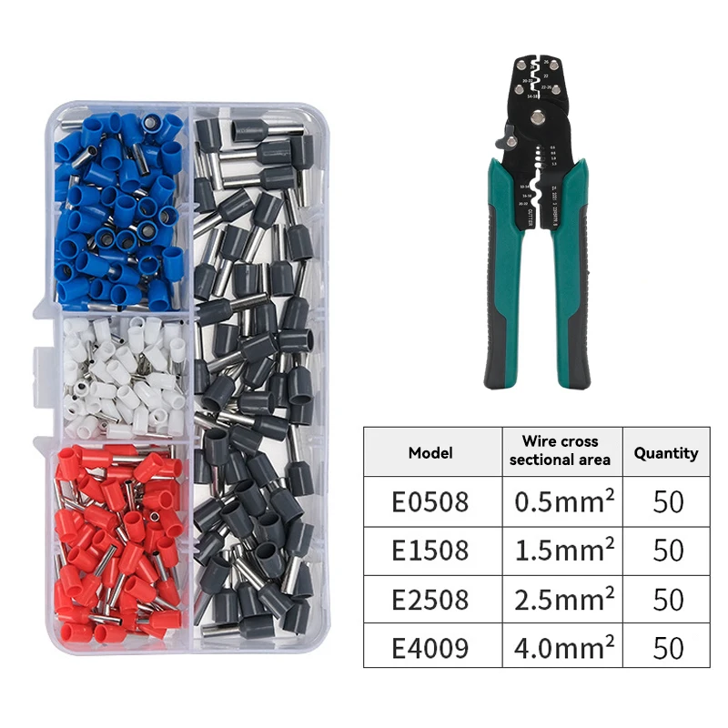 

200PCS Crimp Terminals Kit Electrical Tube Terminals Suit VE Tubular Block Cord End Connectors Cable Wire Connector