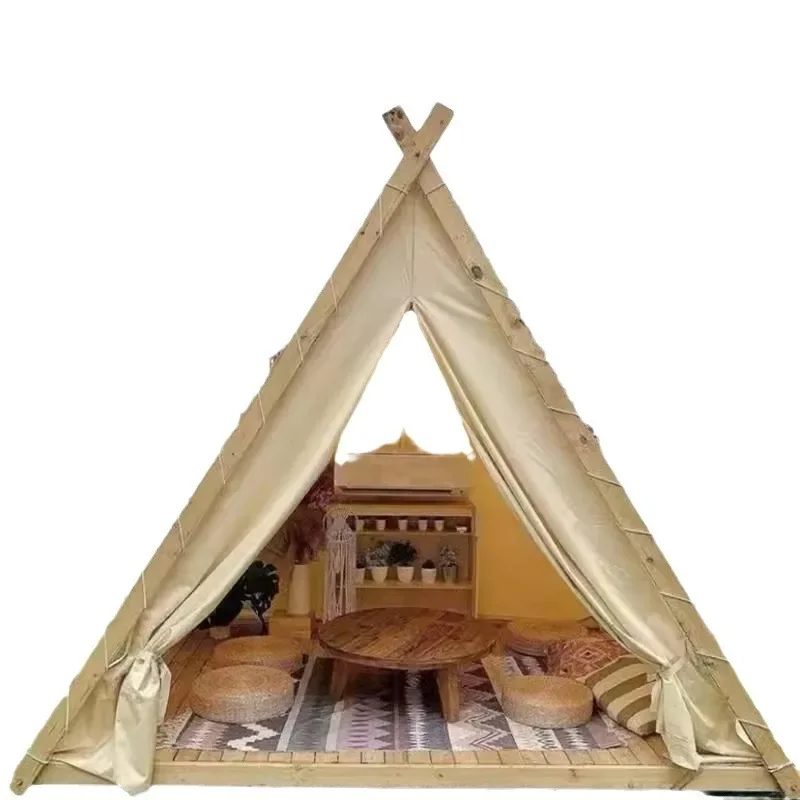 Internet Celebrity Triangle Tent Outdoor Check-In Scenic Spot Camping Style Roof Top Accommodation with Catering