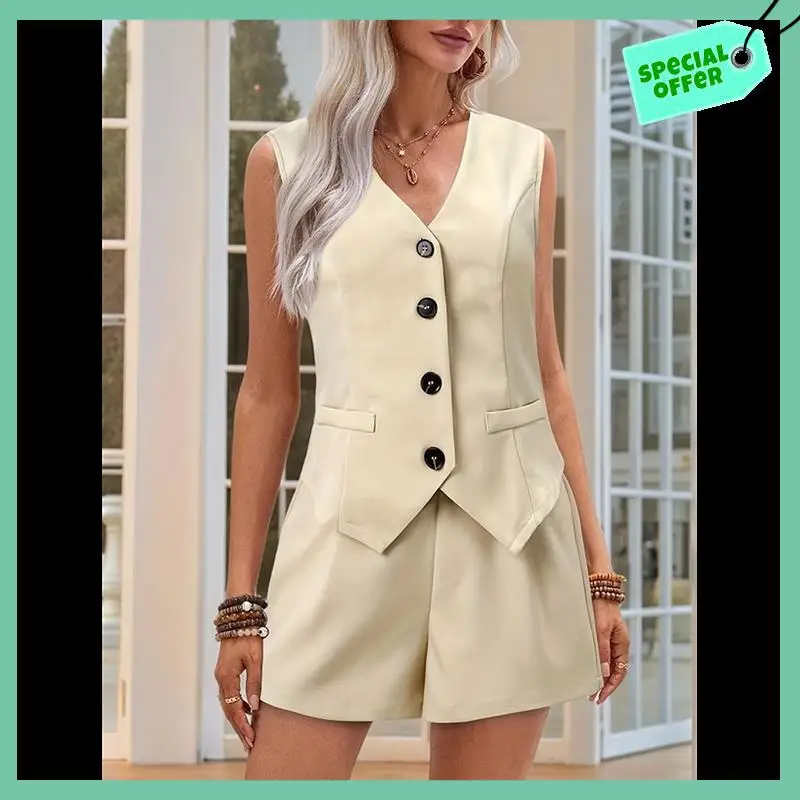 

Sturdy Womens V Neck Vest Top Sleeveless Button Down Fully Lined Solid Going Out Crop Tops