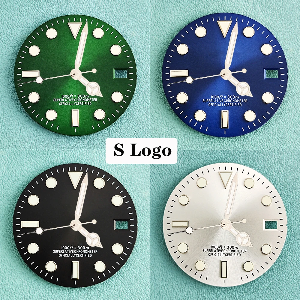 New 28.5MM NH35 dial SUB dial NH36 dial blue luminous watch pointer dial calendar watch accessories dial