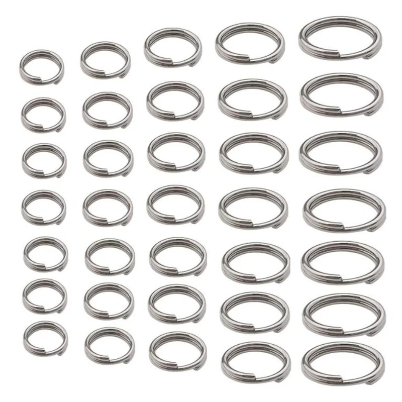 100pcs/lot 5-15mm Stainless Steel Open Double Jump Rings for DIY Key Double Split Rings Connectors For Jewelry Making