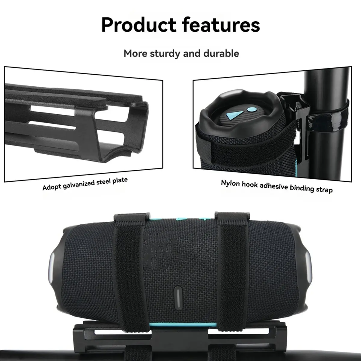 B21B  Portable Bike Speaker Mount for Charge 5/Charge 6/Flip 5/Flip 6/Flip 7/Xtreme 4, Metal Speaker Holder with Strap