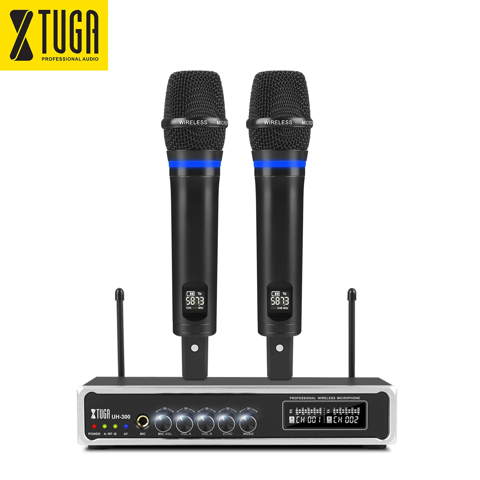 

sell best quality professional 2 channel mic wireless dynamic uhf cardioid mike device USB teaching microphone system