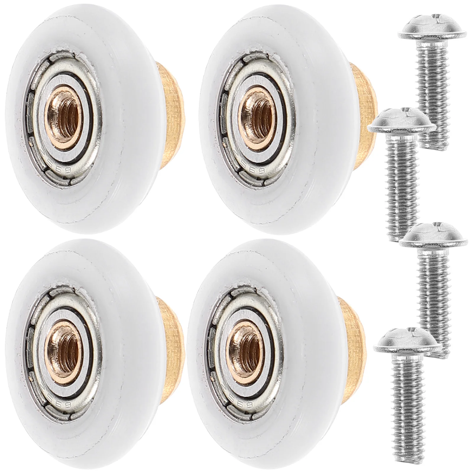 

4pcs Shower Sliding Shower Door Wheels Rollers 19MM Copper Shaft Nylon Wheels for Glass Doors Sliding Hardware Bathroom
