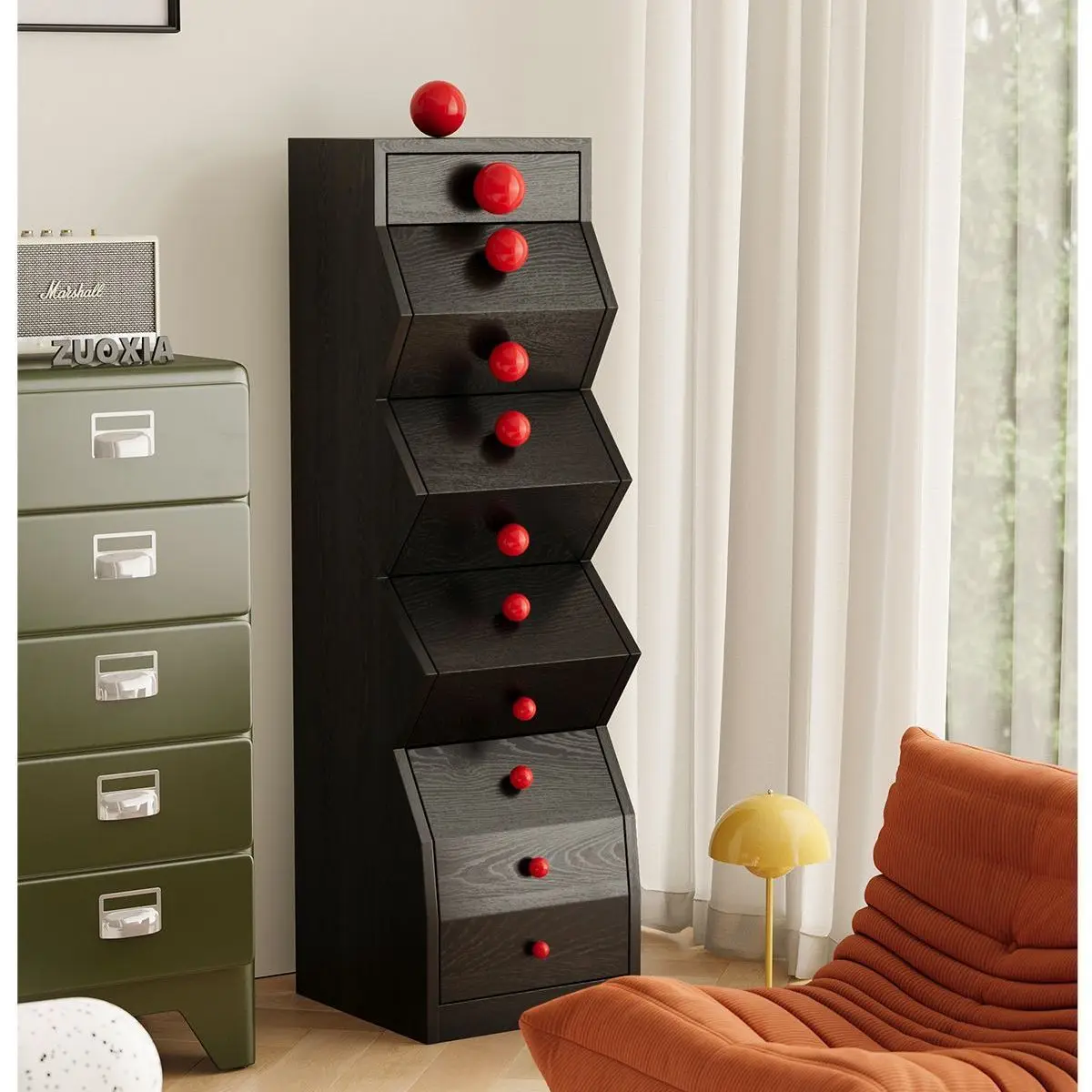 All solid wood antique cabinet multi-functional living room retro locker design sense special-shaped irregular cabinet