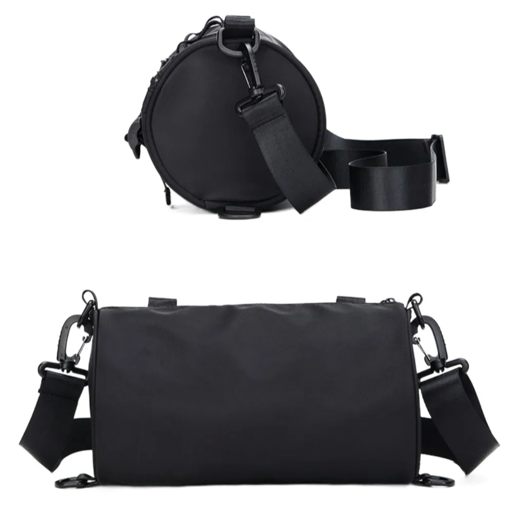 

Solid Color Men Cylindrical Bag Large Capacity Wide Strap Canvas Crossbody Bag Lightweight Japanese Style Simple Shoulder Bag