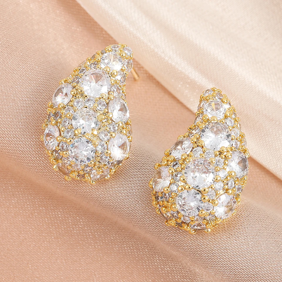 UILZ Bride Earrings For Women Wedding Accessories Rhinestone Gold Silver Summer forWomen Earrings Geometry Jewelry image 5
