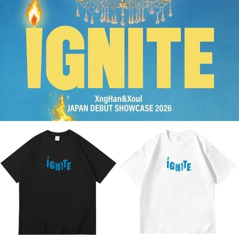 XngHan&Xoul IGNITE Japan Debut Showcase cotton T‑shirt 2026 Same‑style T‑shirt Unisex Casual Short Sleeve Casual loose Tee Tops