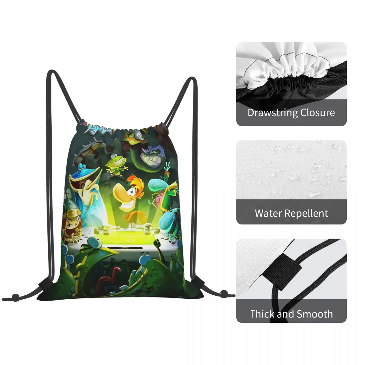 Cartoon Games Rayman Legends Backpacks Multi-function Drawstring Bags Storage Bag Book Bags for Man Woman School