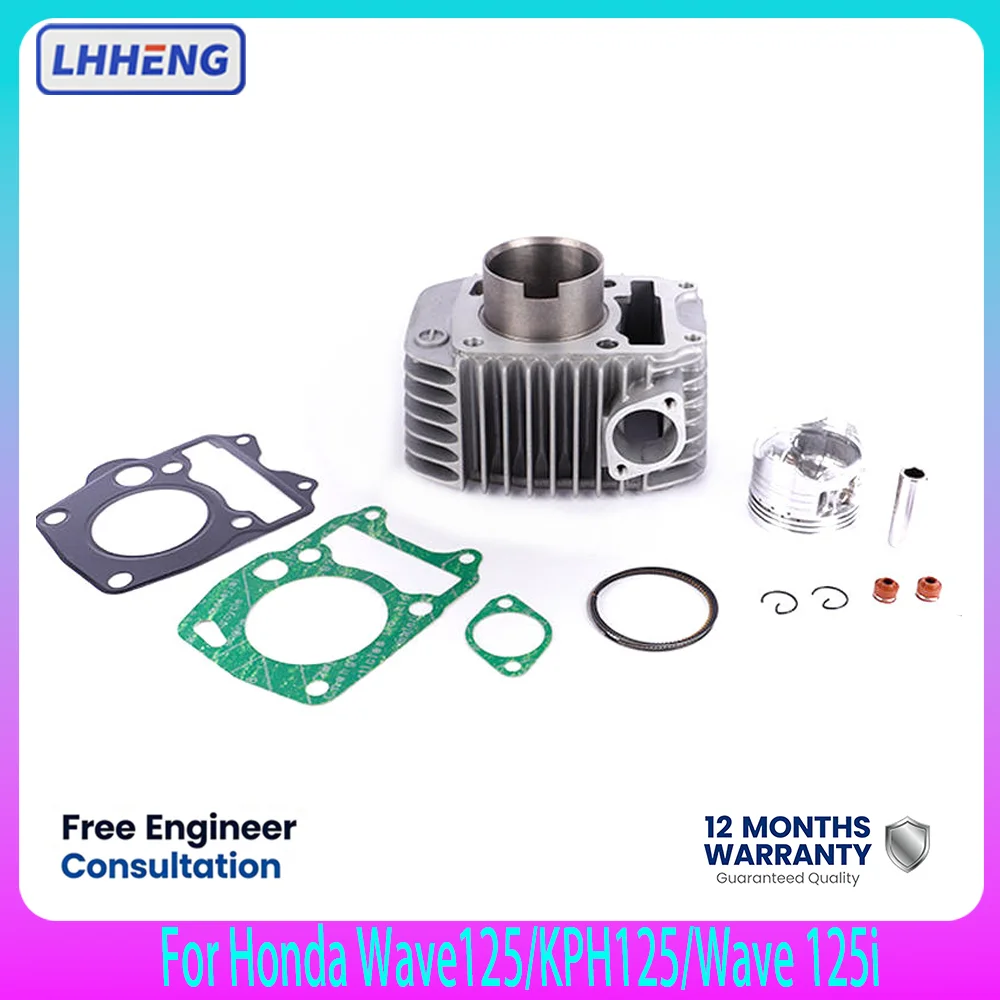 Cylinder Piston Kit For Honda Wave125 KPH125 52.4mm STD Bore Top End Rebuild 12100-KPH-900 13101-KPH-700