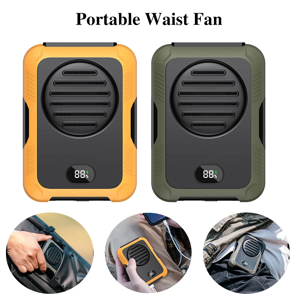 

Portable Hanging Neck Fan Rechargeable Electric Camping Fan For Outdoor Hiking Sports Waist Clip Bladeless 6000mAh Power Bank