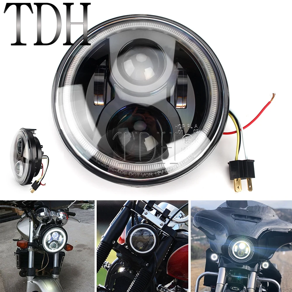 Eagle Lights 7 inch LED Headlight Projector For Kawasaki Vulcan VN 900/1500/1600/1700/2000 Hi/Lo Beam Headlamp Running Light