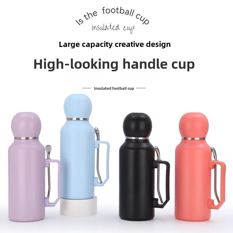 

1300ml Brazilian Football Yerba Mate Cup 304 Stainless Steel Insulated Bottle, Portable Bulb Design for Outdoor Sports & Travel