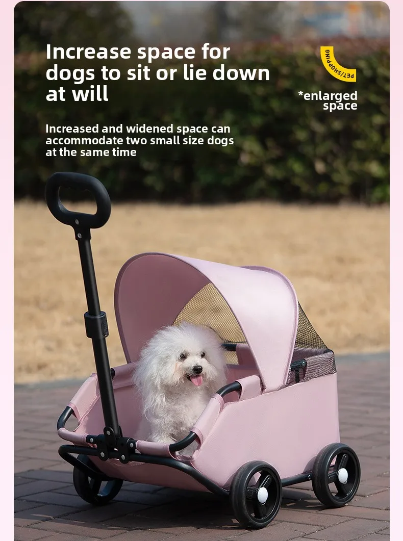 carrinho pet Luxury 4-Wheel Foldable Dog Cat Travel Stroller Foldable Lightweight Cross-Border Made From Mesh for Camping