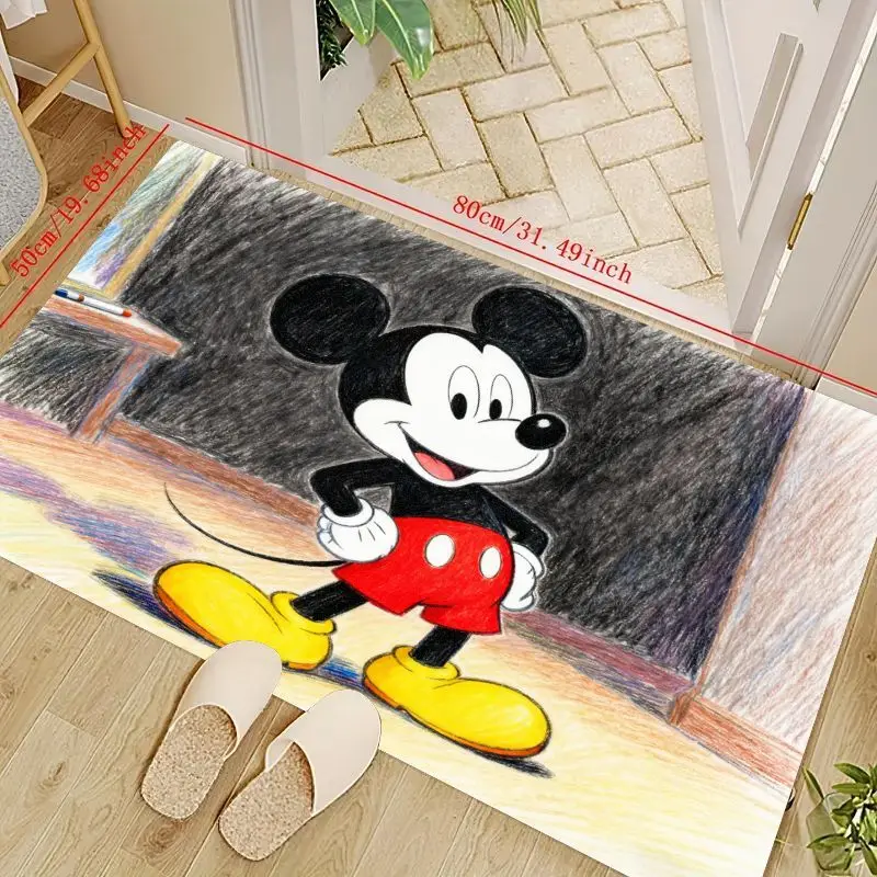 

1 шт. милый коврик с Микки Маусом из мультфильма, коврик с ярким эскизом в стиле Диснея, мягкий нескользящий моющийся впитывающий коврик Doorma
