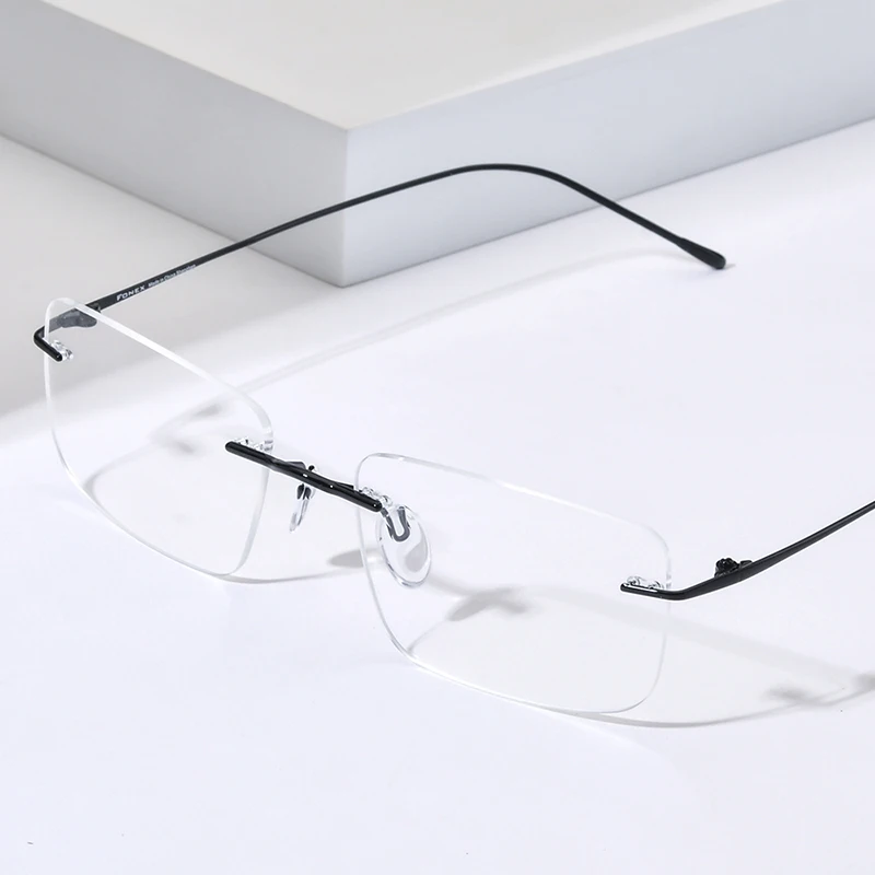 FONEX B Titanium Eyeglasses Frame Men Brand Rimless Square Glasses Frames Women Frameless Ultralight Weight Custom Eyewear 85870